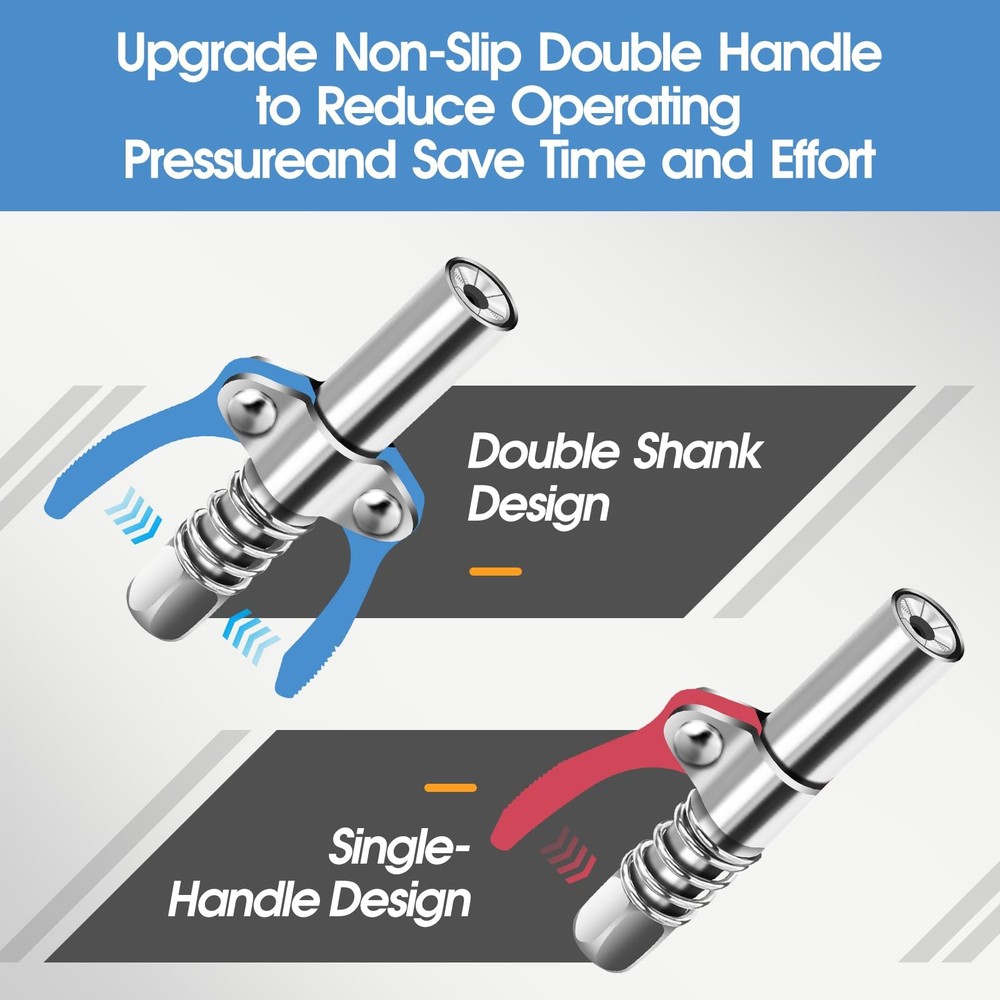 Grease Gun Coupler Double Handle Quick Lock Release Grease Tip End Coupler