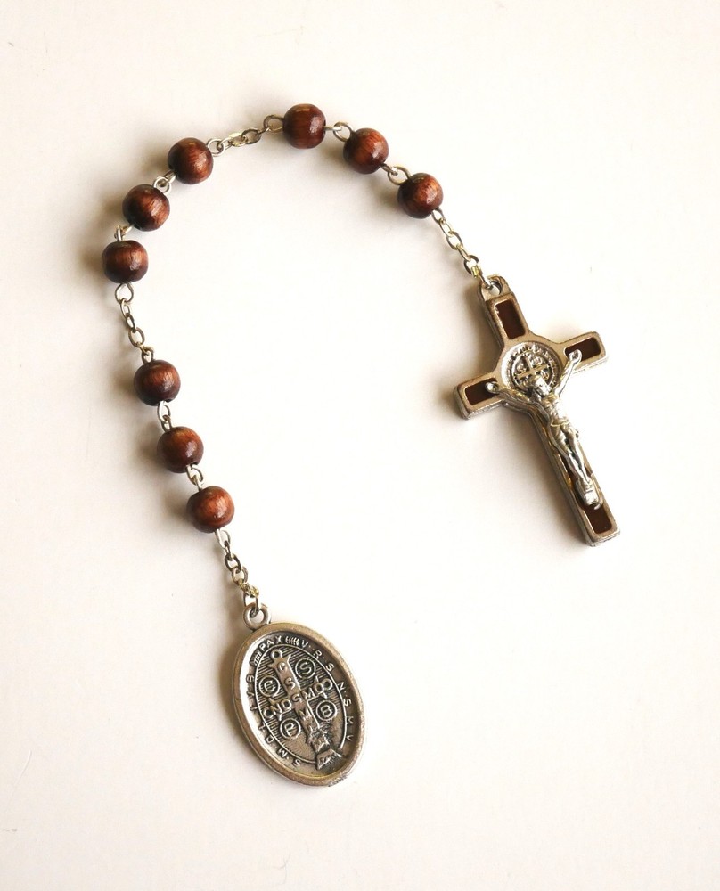 Saint Benedict Wood Beads Decade Rosary