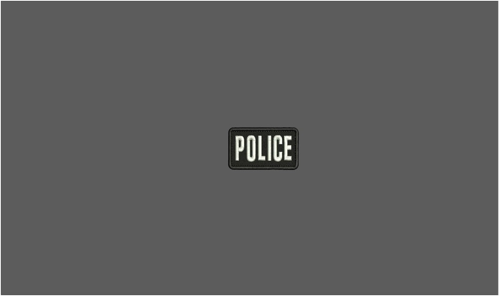police  mbroidery patch 2X3.5 hook on back  blk/white  letters