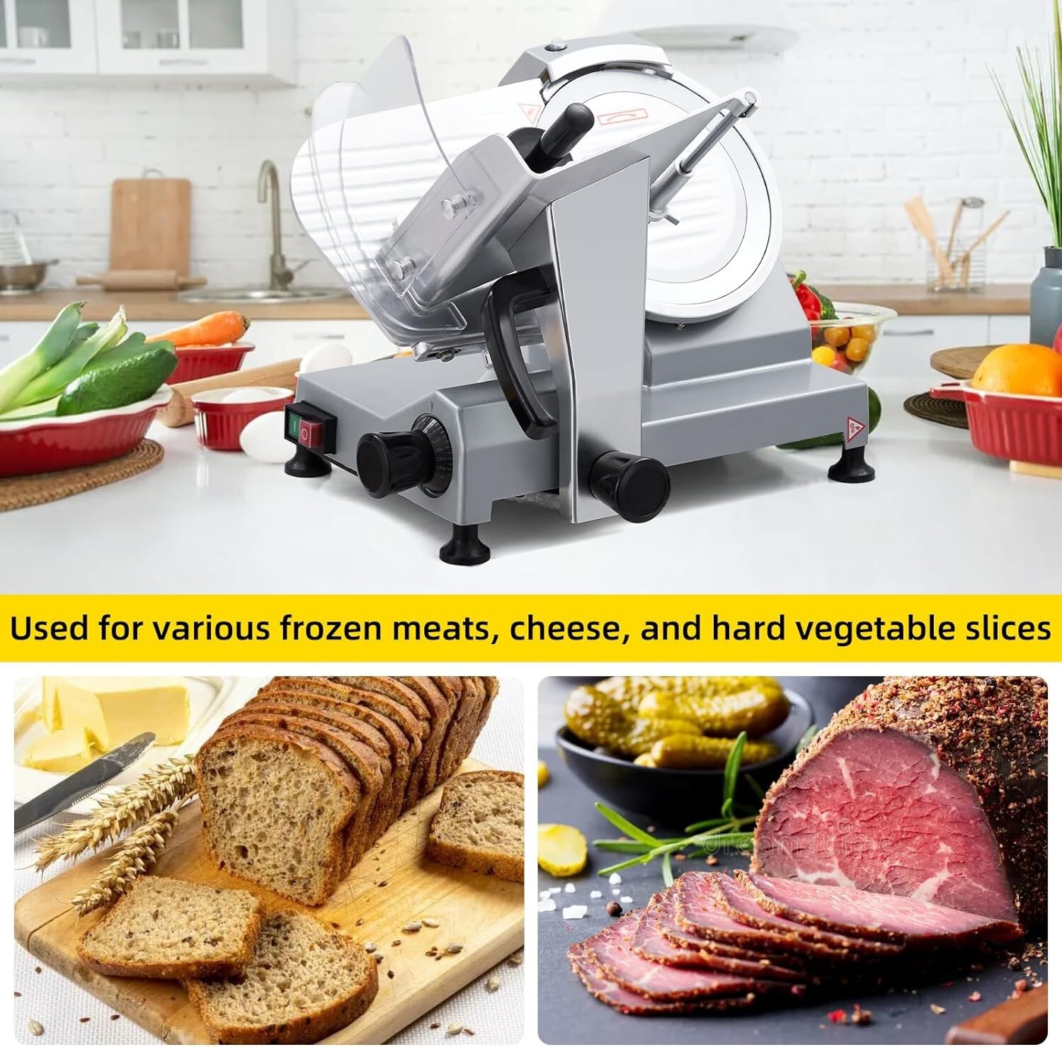 Commercial 8" Electric Meat Slicer Blade Food Slicer Cutter 210W With Child Lock