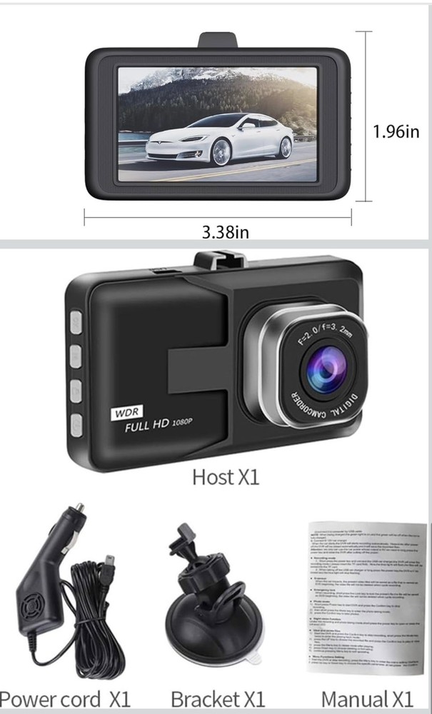 3-inch portable dash cam recorder