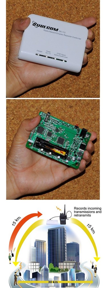 SURECOM SR-112 simplex repeater Controller w/Kenwood Cable w/build-in battery