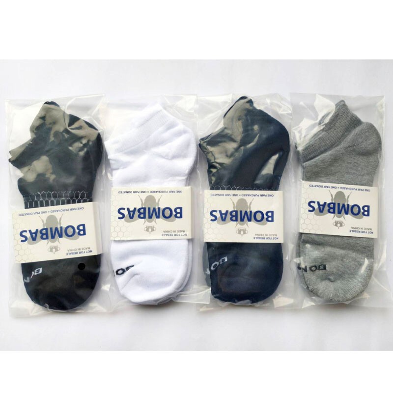 4 pairs BOMBAS Men's honeycomb Cushion Ankle Socks Size Large 4 Colors Mix