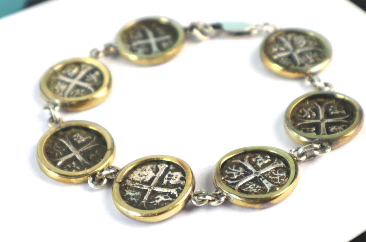 Atocha Shipwreck Colonial Pirate Coin Sterling Silver Bracelet 8"