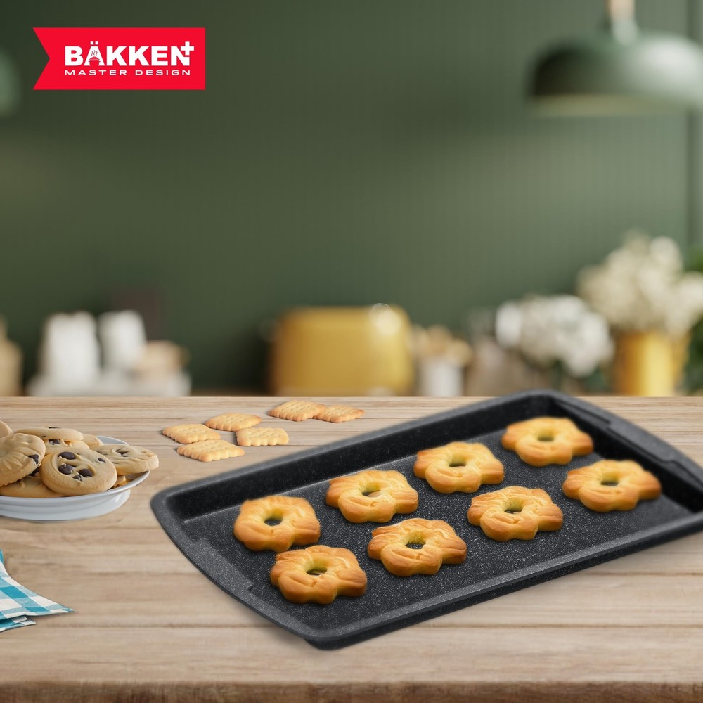 Gray Marble Nonstick Bakeware Set 3 Piece Professional Quality Cookie Sheets