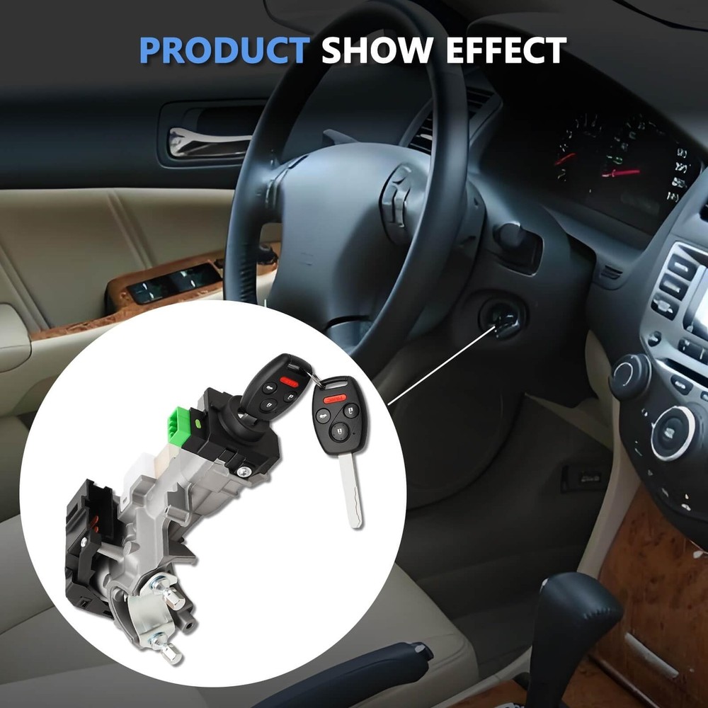 RAMATA Ignition Switch Lock Cylinder with Key (with Blank Chip) Compatible wi...