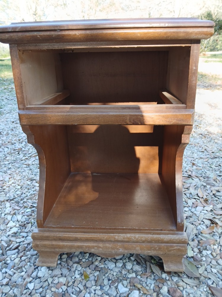 Vintage Solid Maple Single Drawer Nightstand Lion Handle Hardware