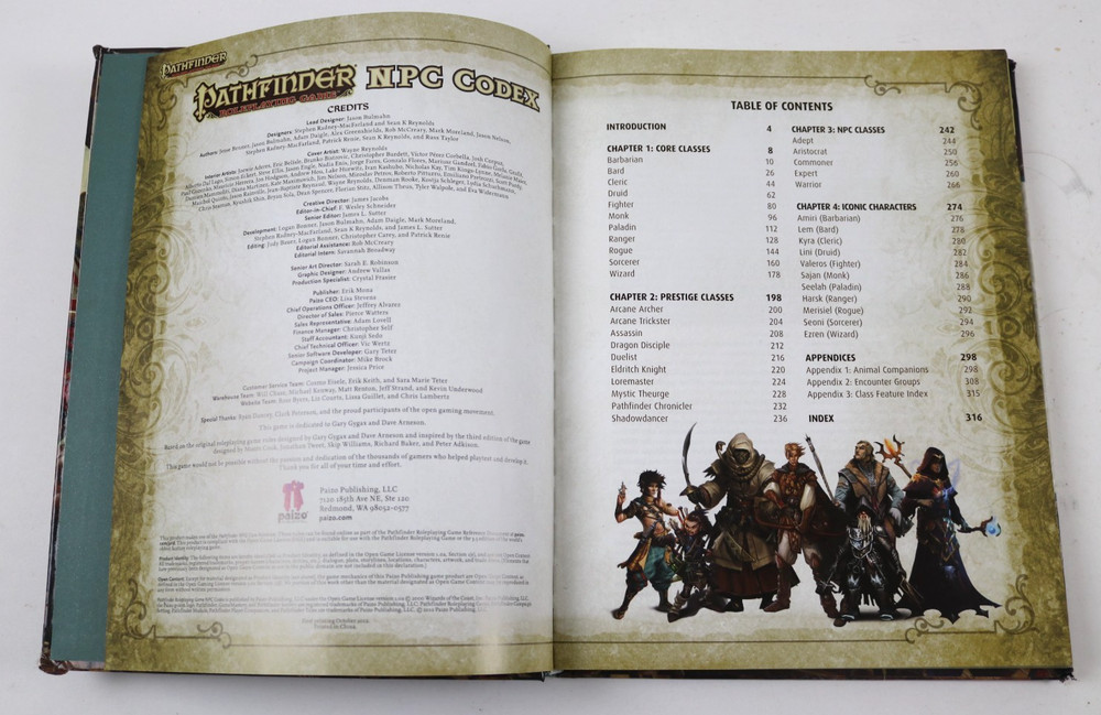 Pathfinder NPC Codex, 1st Print Hardcover Good Condition