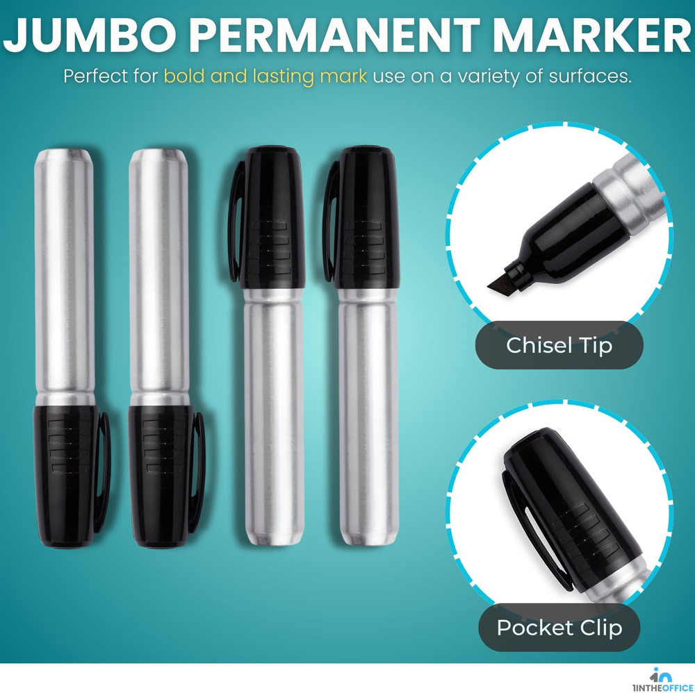 Jumbo Permanent Marker, Broad Chisel Tip Markers, Thick Permanent Marker, Black,
