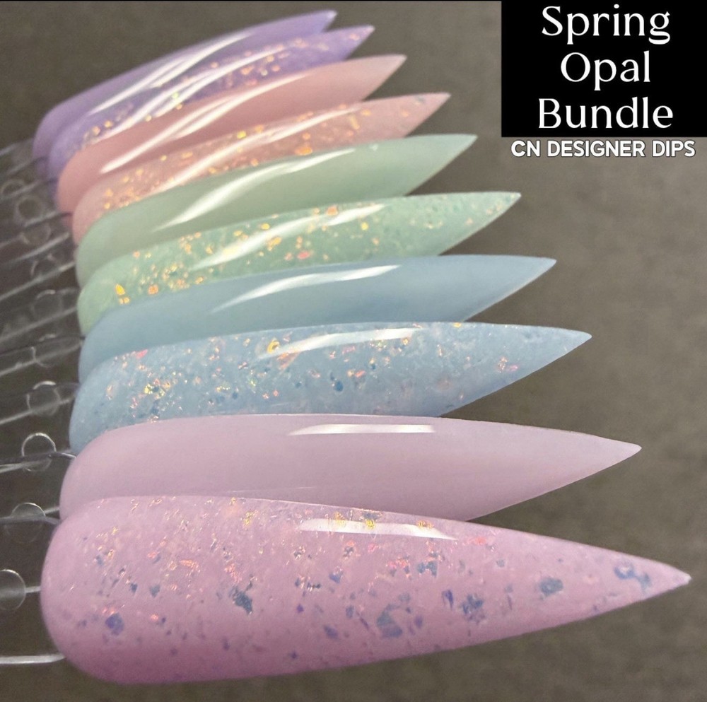 CN Designer Dip CNDD Nail Dip Powder Blue Opal Pastel Light Flakes Solid Spring
