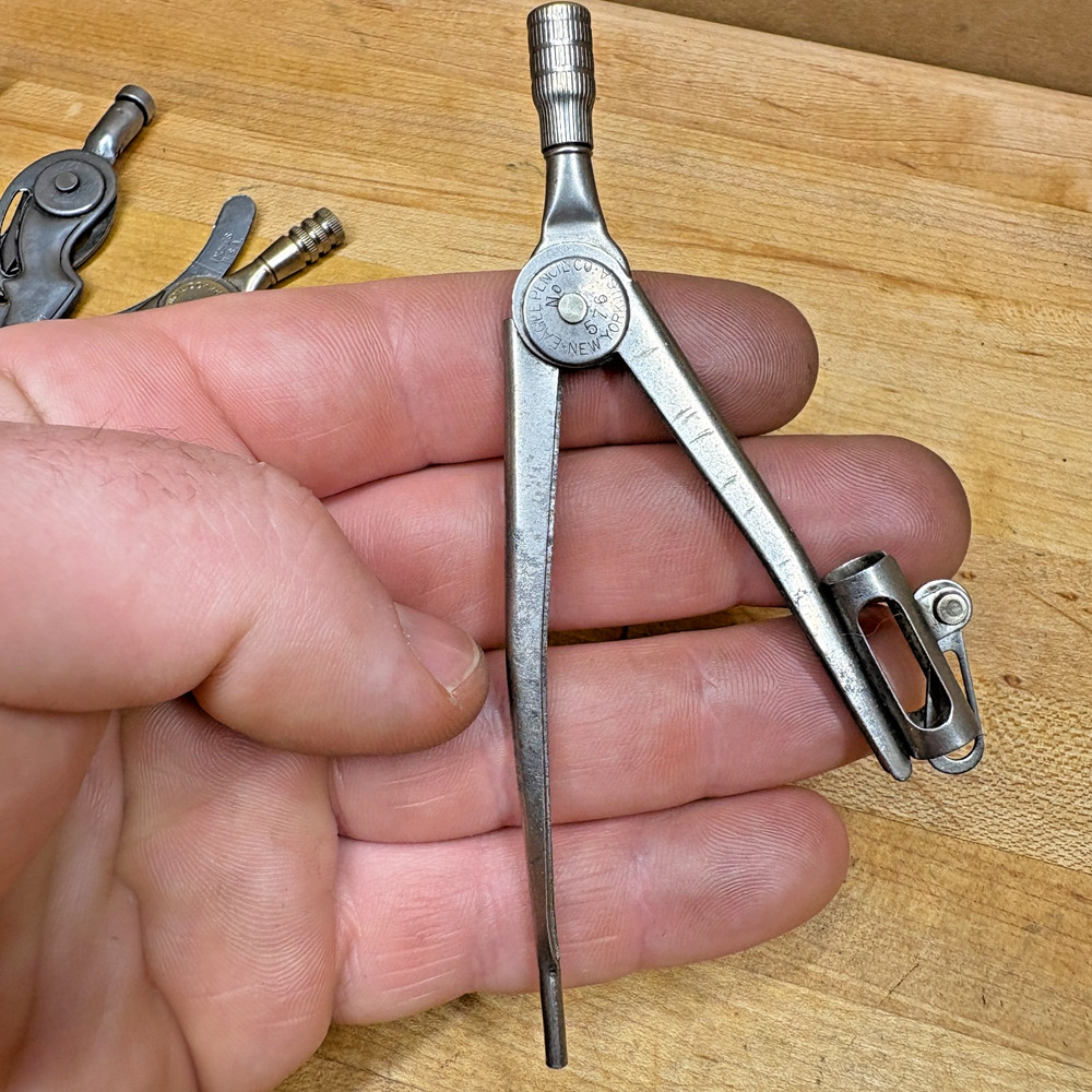 Vintage Drafting Compass Tools Lot, Eagle Pencil Co, Machinist Architect Set
