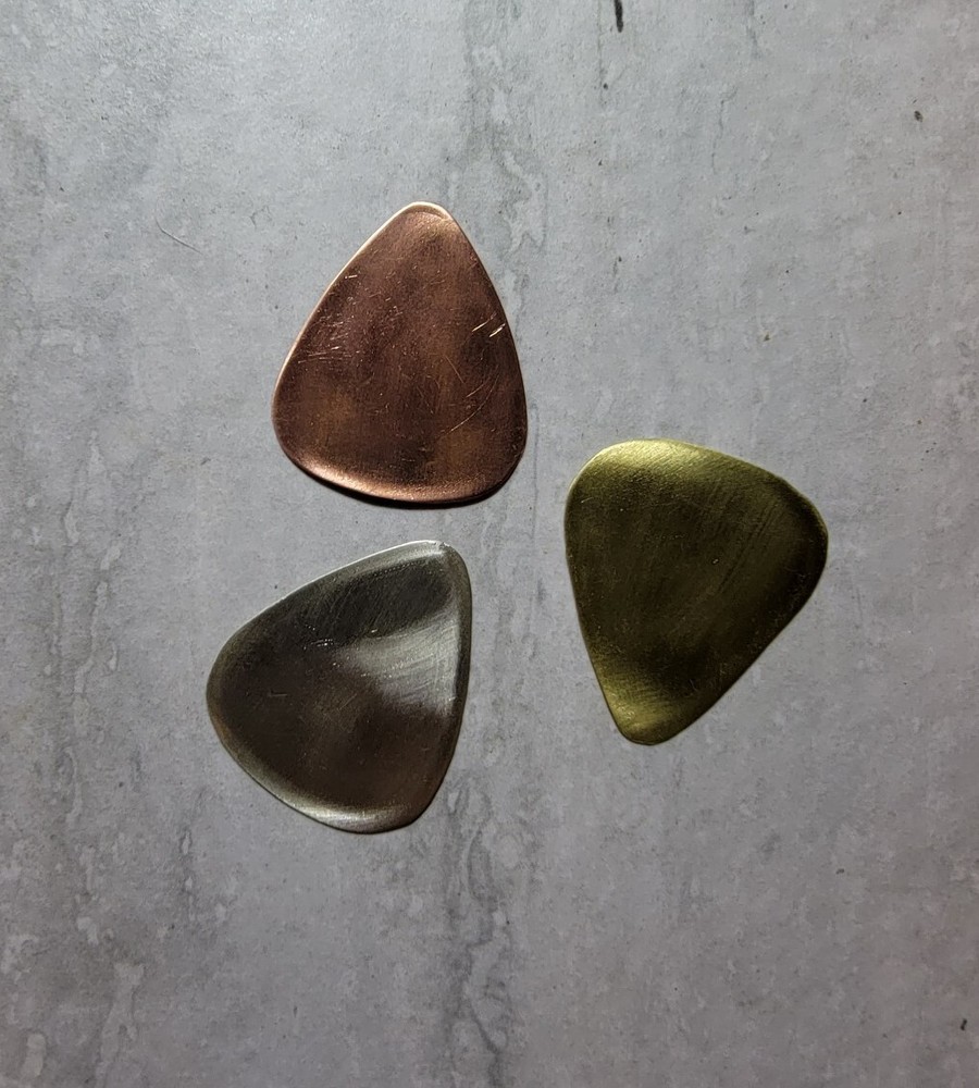 Handmade Silver Brass And Copper Guitar Pick 26gauge 3 Pcs Set