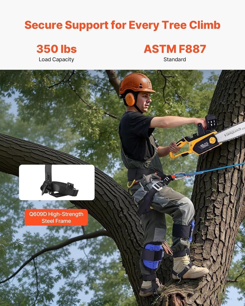 Tree Climbing Spikes, 1 Pair Height-Adjustable Climbing Spurs, 350lbs Load Ca...