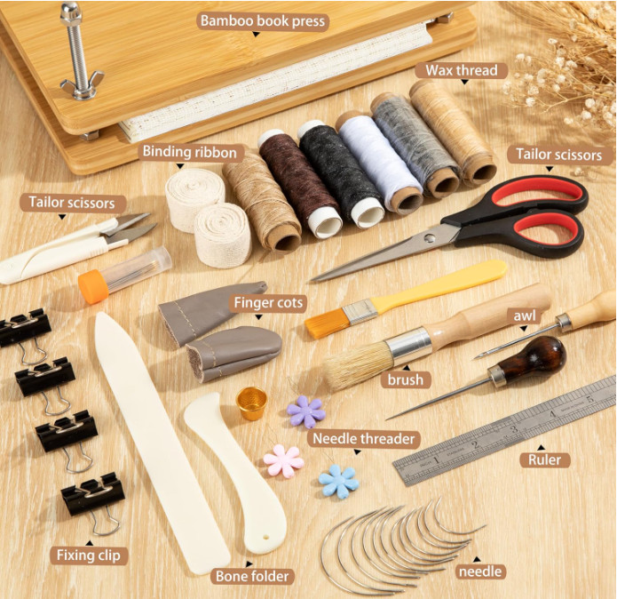 50-Pcs Book Binding Kits for Beginners - Complete DIY Kit w/Tools & Instructions