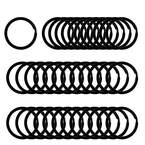 Matte Black Key Chain Rings 36pc, Assorted Sizes