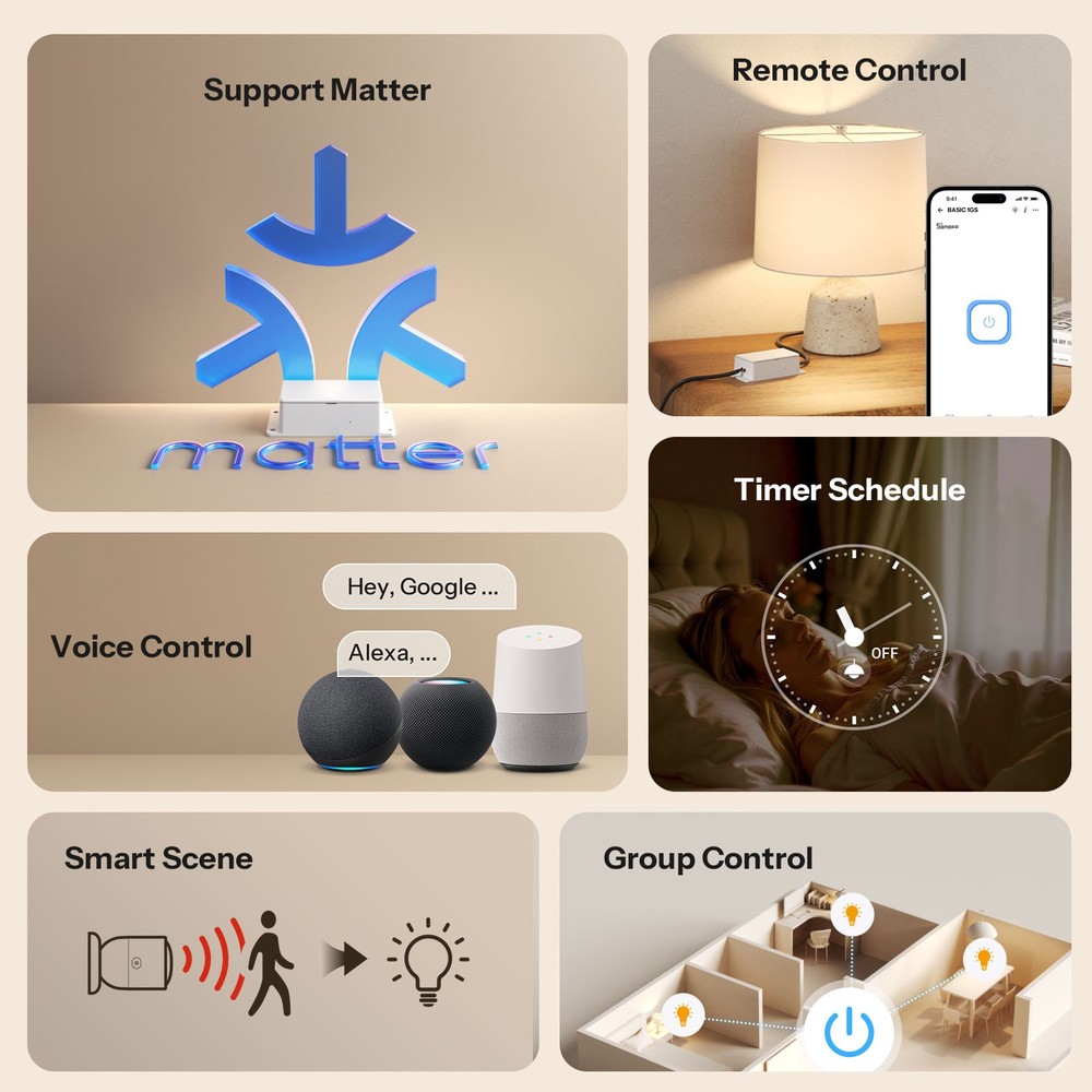 SONOFF Basic Gen5 WiFi Smart Touch Switch Support Matter Protocol Remote Control