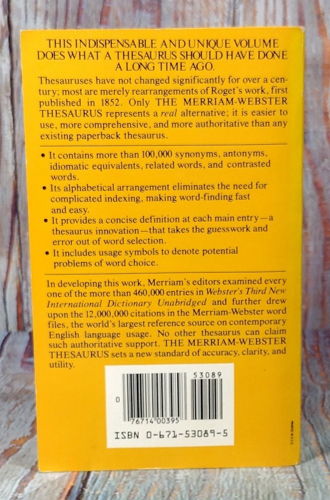 The Merriam-Webster Thesaurus (1978, Paperback)