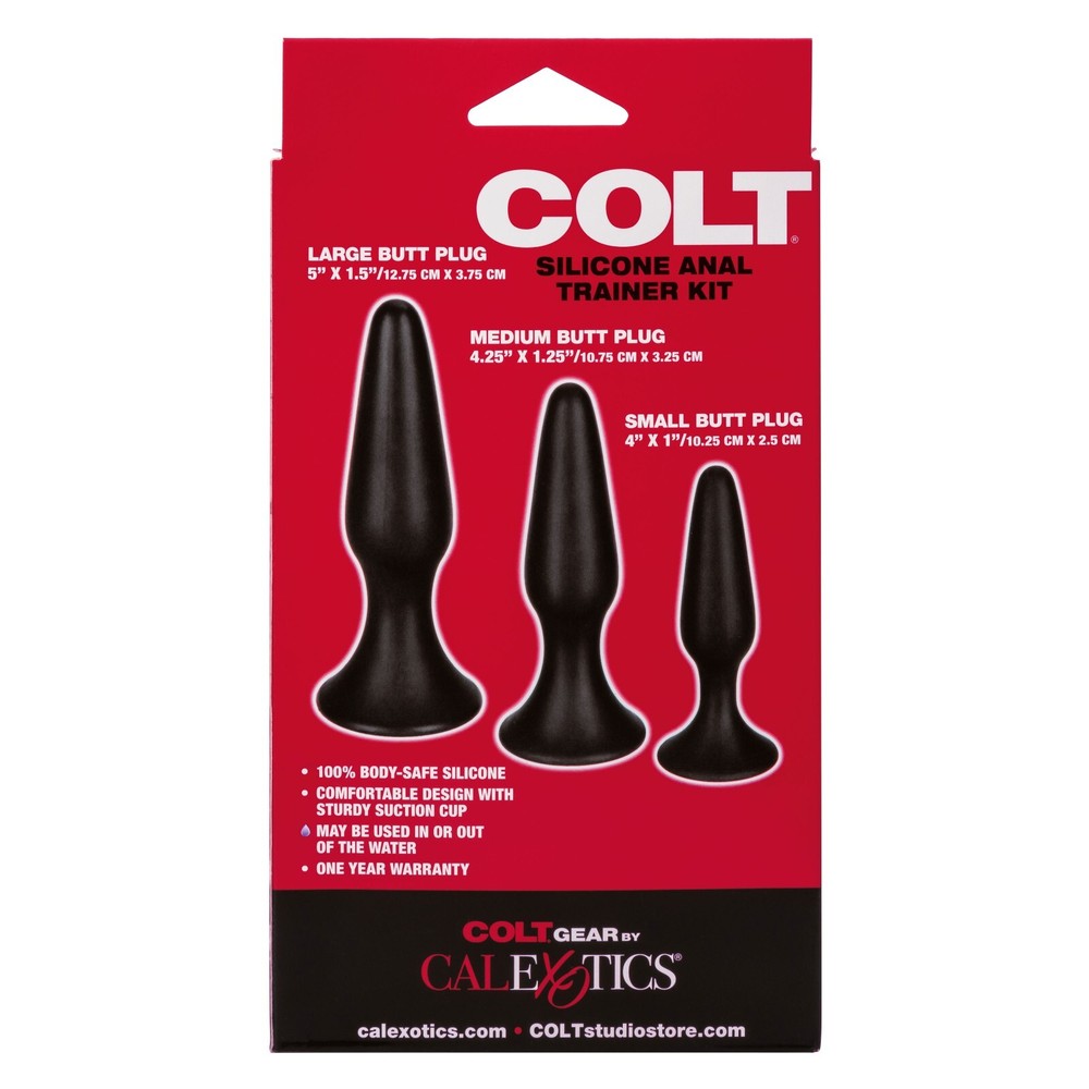 COLT Silicone Anal Trainer 3PC Kit Black - Graduated Butt Plug Set