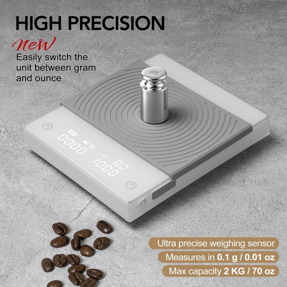 TIMEMORE Coffee Scale Basic 2.0 with Timer,Black Mirror Espresso Scale with F...