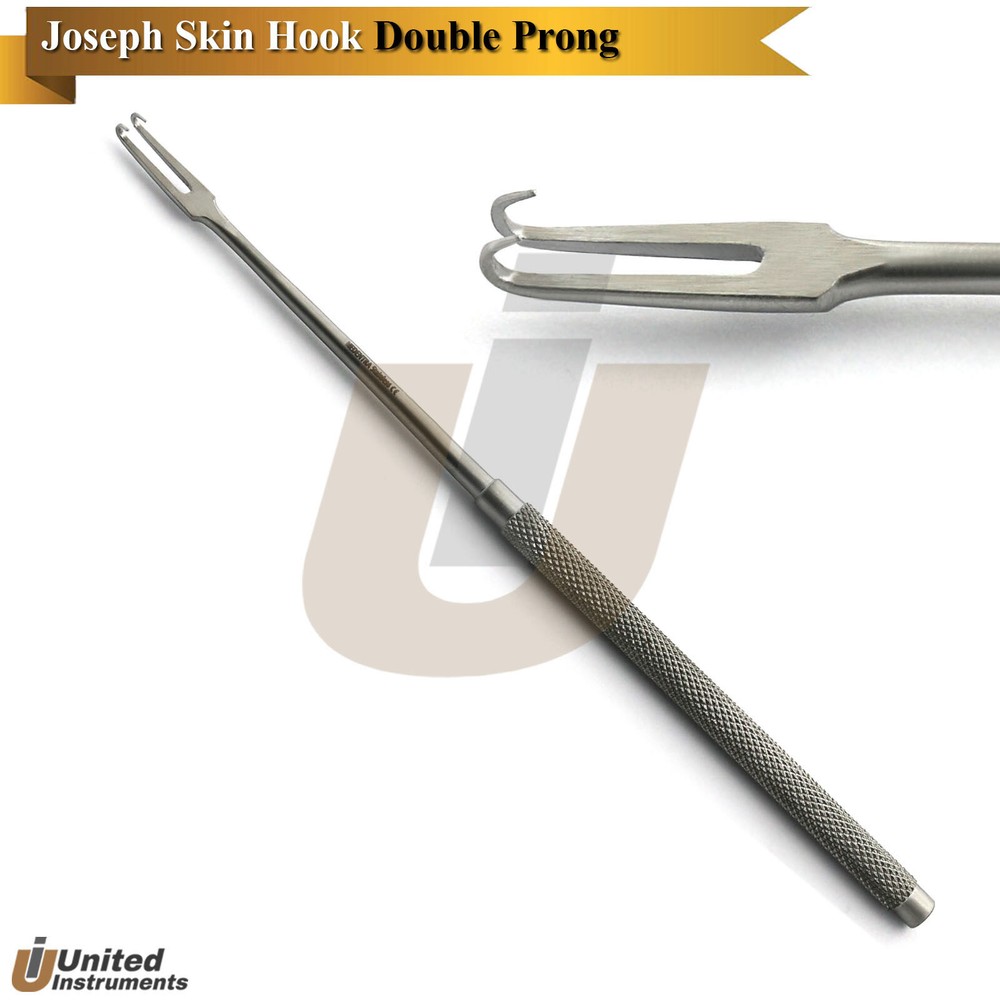 Plastic Surgery Double Prong Joseph Skin Hook Sharp Soft Tissue Retractor 16.5cm