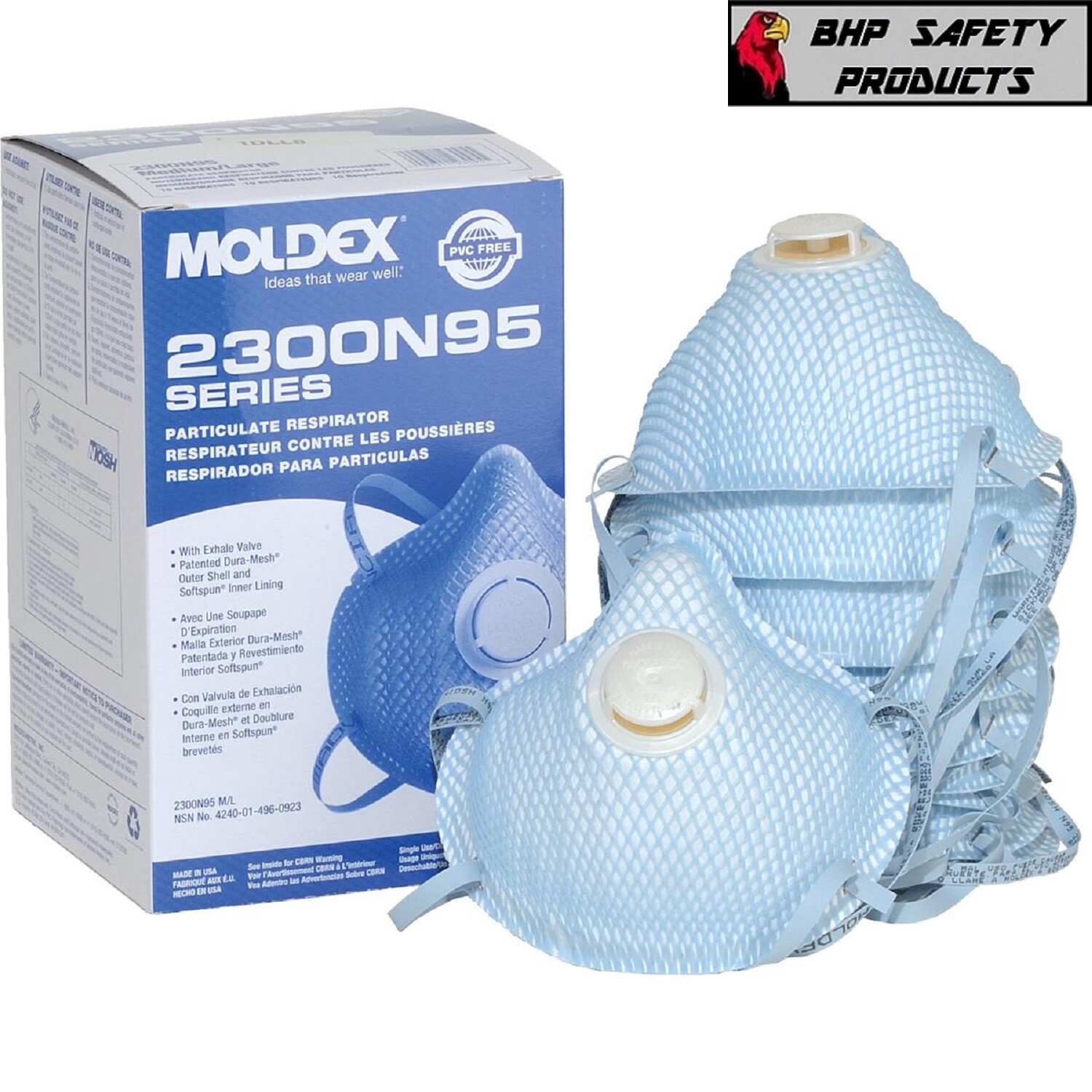 Moldex 2300 N95 Particulate Respirator Mask w/ Valve 1 Case / 10 Boxes 100 Masks