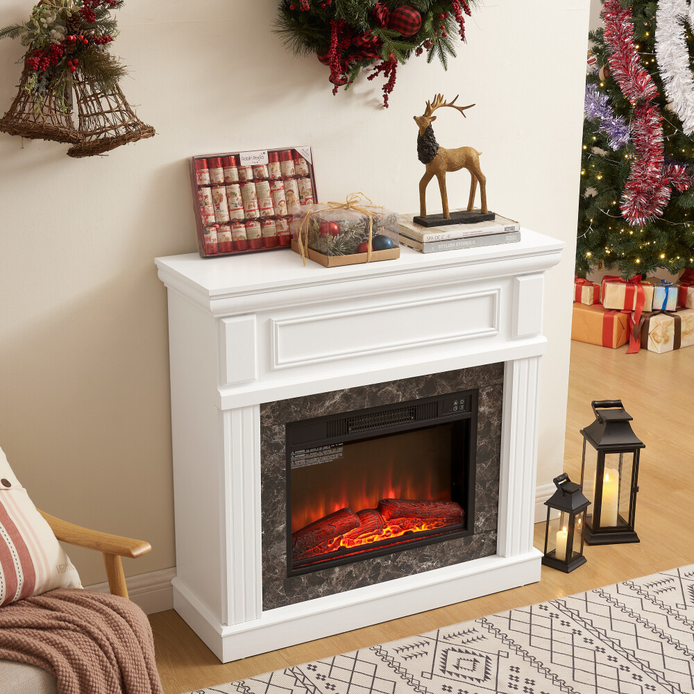 Electric Fireplace with Mantel with 23" Fireplace Insert, Adjustable Flame