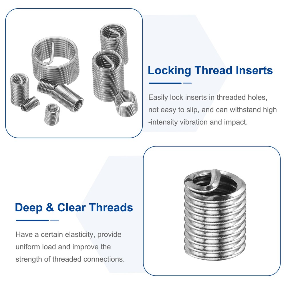 60pcs Wire Thread Inserts 1/4-20 UNC 1D Helical Threaded Sleeve Thread Repair