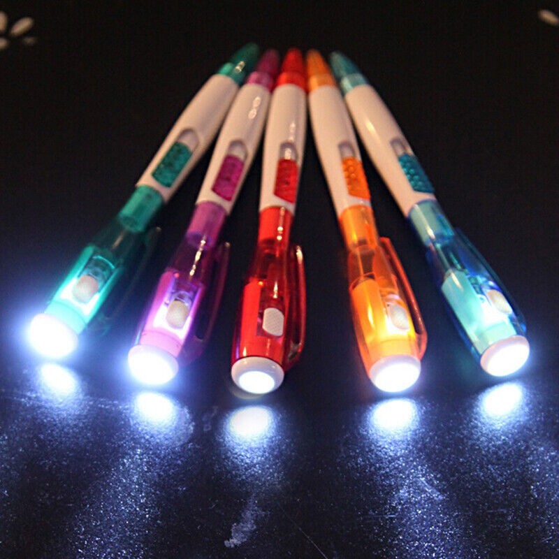 1pc Students Multifunctional Ballpoint Ball Point Pen With LED Flashlight Light-