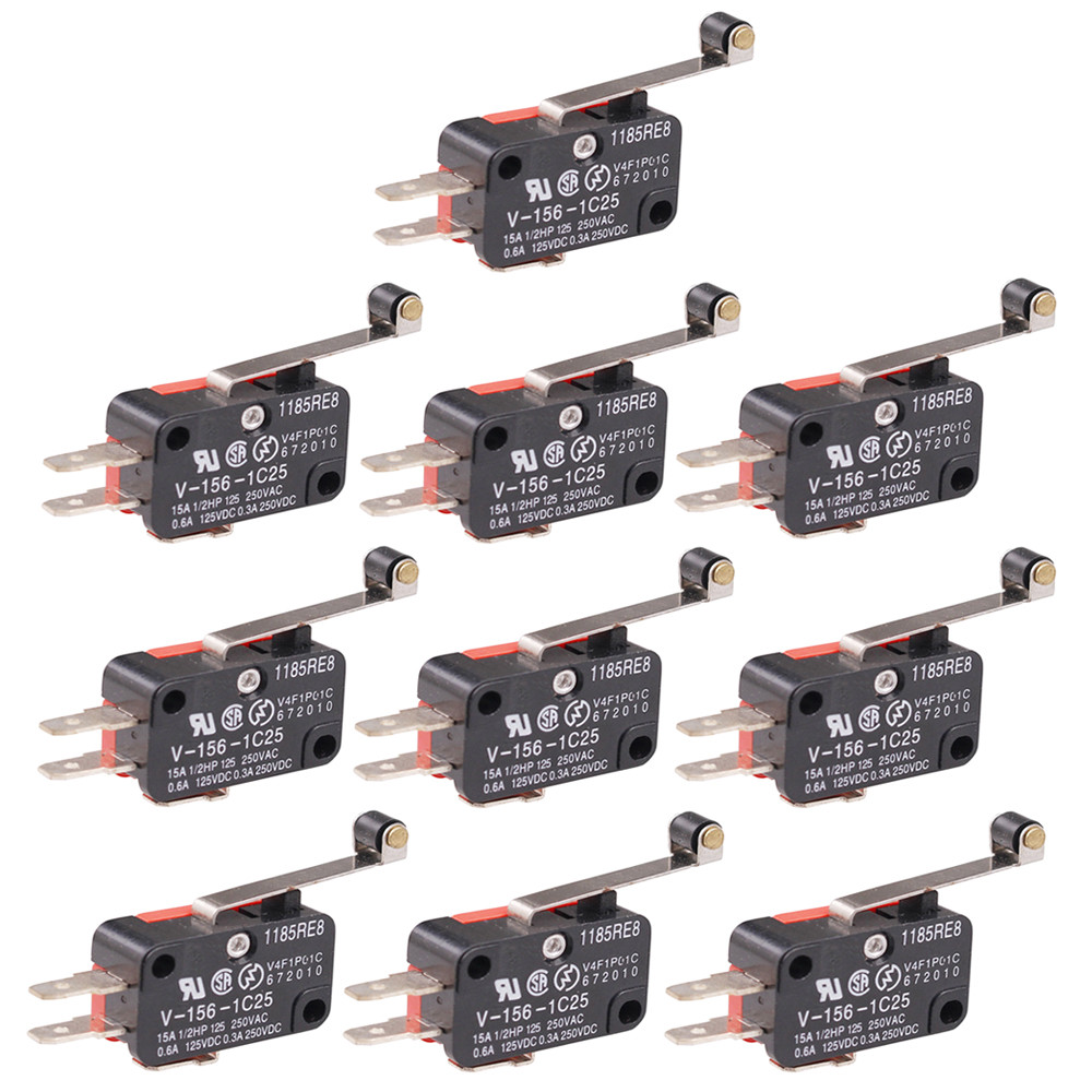 10pcs Micro Switch Spdt Hinge Roller Lever 15A V-156-1C25 Limit Switch #7H