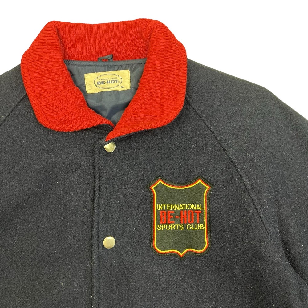Vintage Navy Red Collared Wool Varsity Jacket Small