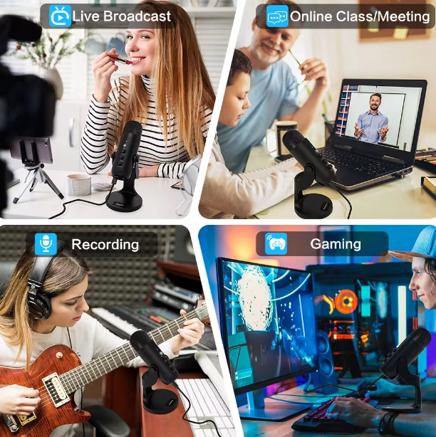 Plug and Play USB Microphone for PC Mac Gaming Recording Streaming Podcasting