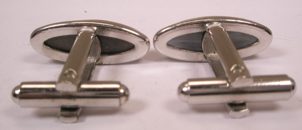 Black Hematite Ovals Quality Vintage Cuff Links simple plain