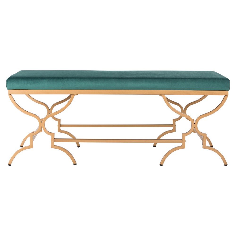 SAFAVIEH Juliet Rectangular Bench | Emerald / Gold |