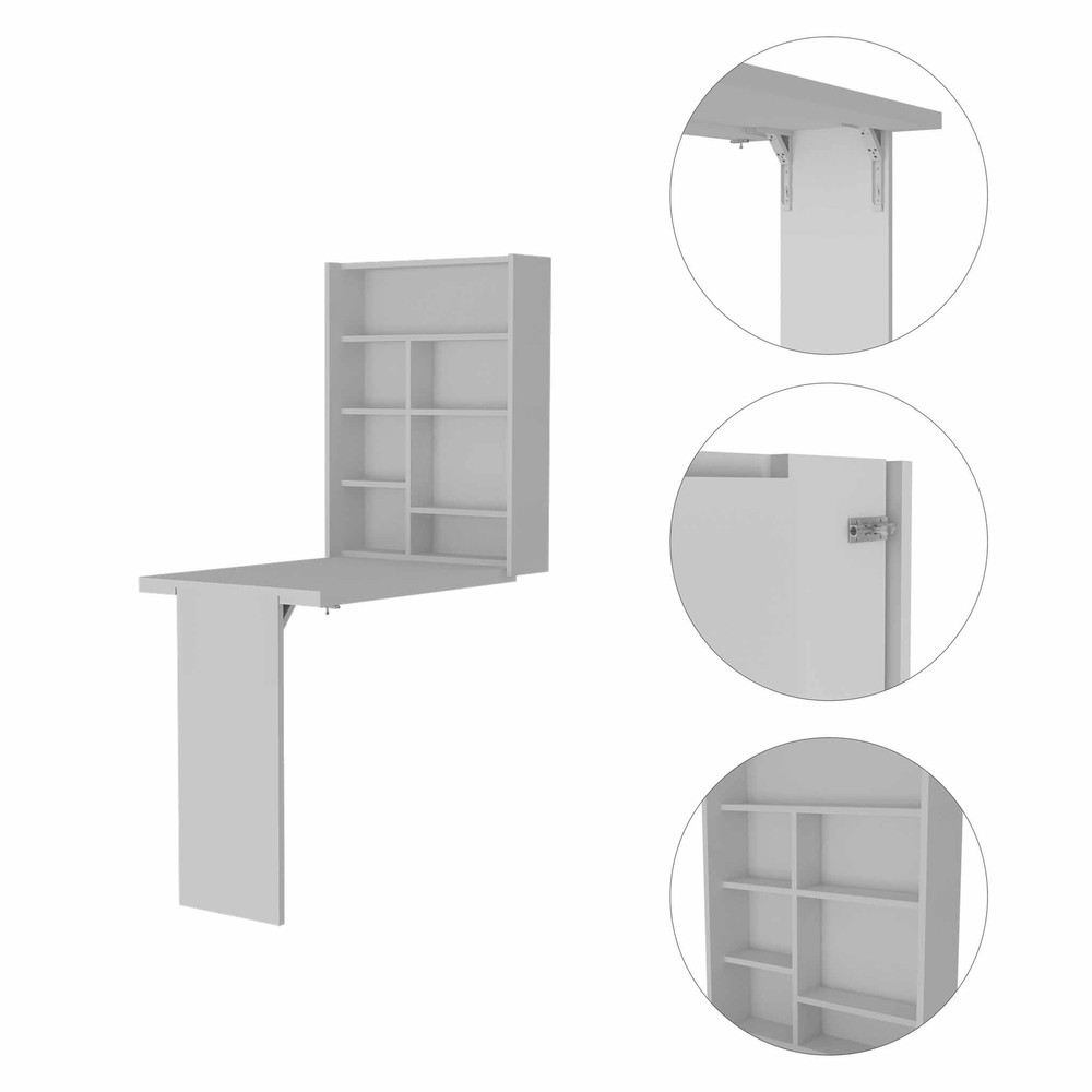Vatta Wall Foldable Table, Seven Interior Shelves, Extending Table