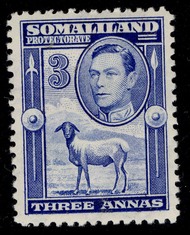 SOMALILAND PROTECTORATE GVI SG96, 3a bright blue, M MINT. Cat £18.