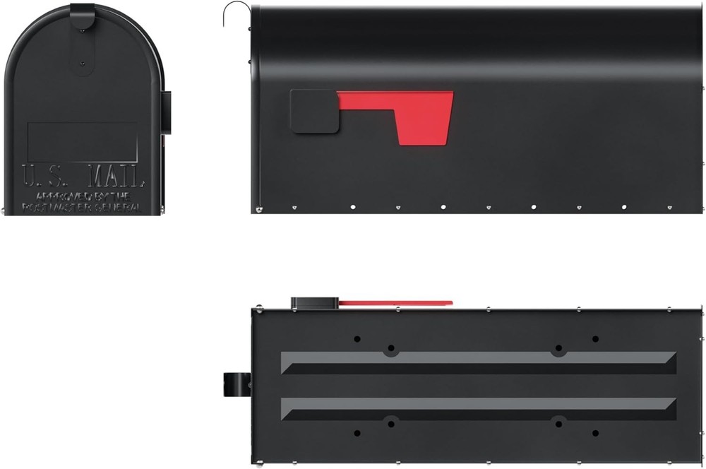 Black Post Mount Mailbox - Medium Capacity, Durable Steel