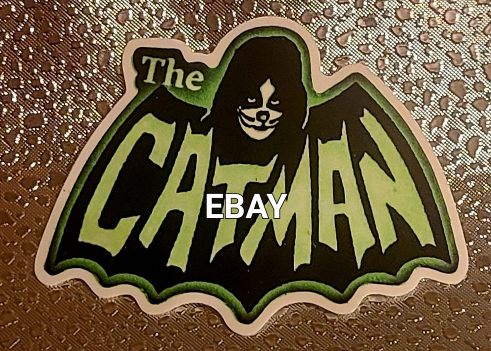 The Catman Kiss Peter Criss Drummer Logo Novelty 3 1/2 Inch Gloss  1 Sticker Grn