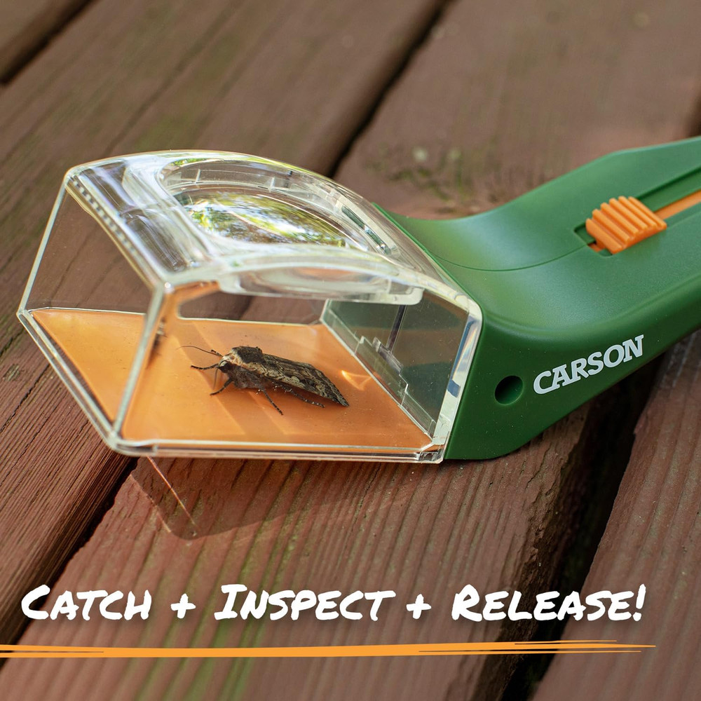 Carson Bugview 5X Magnifying Glass Quick-Release Bug Catcher Indoor and Outdoor