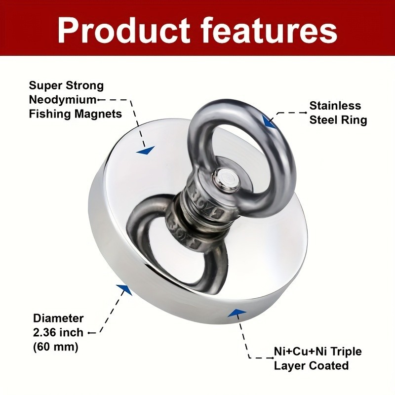 Super Strong Neodymium Fishing Magnet - For Underwater Salvage & Home Hanging