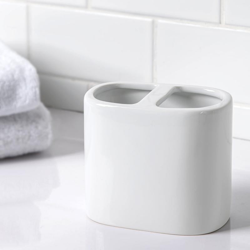 Basic Ceramic Toothbrush Holder White Bathroom Accessories Toothbrush Storage