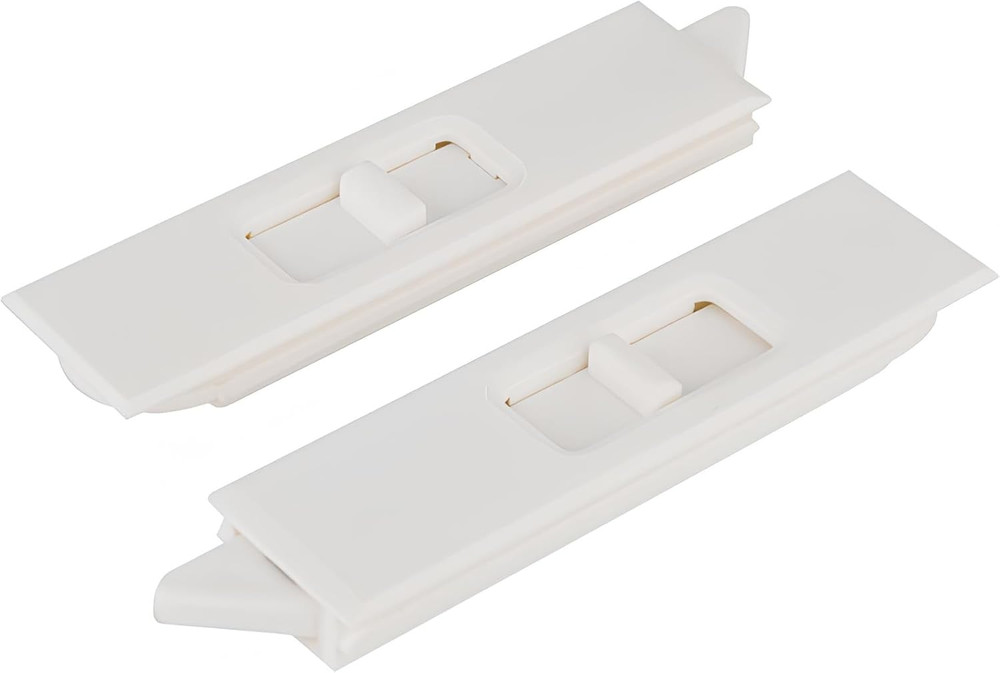White Snap-In Tilt Latch Set, Left and Right Pair, Spring-Loaded Design
