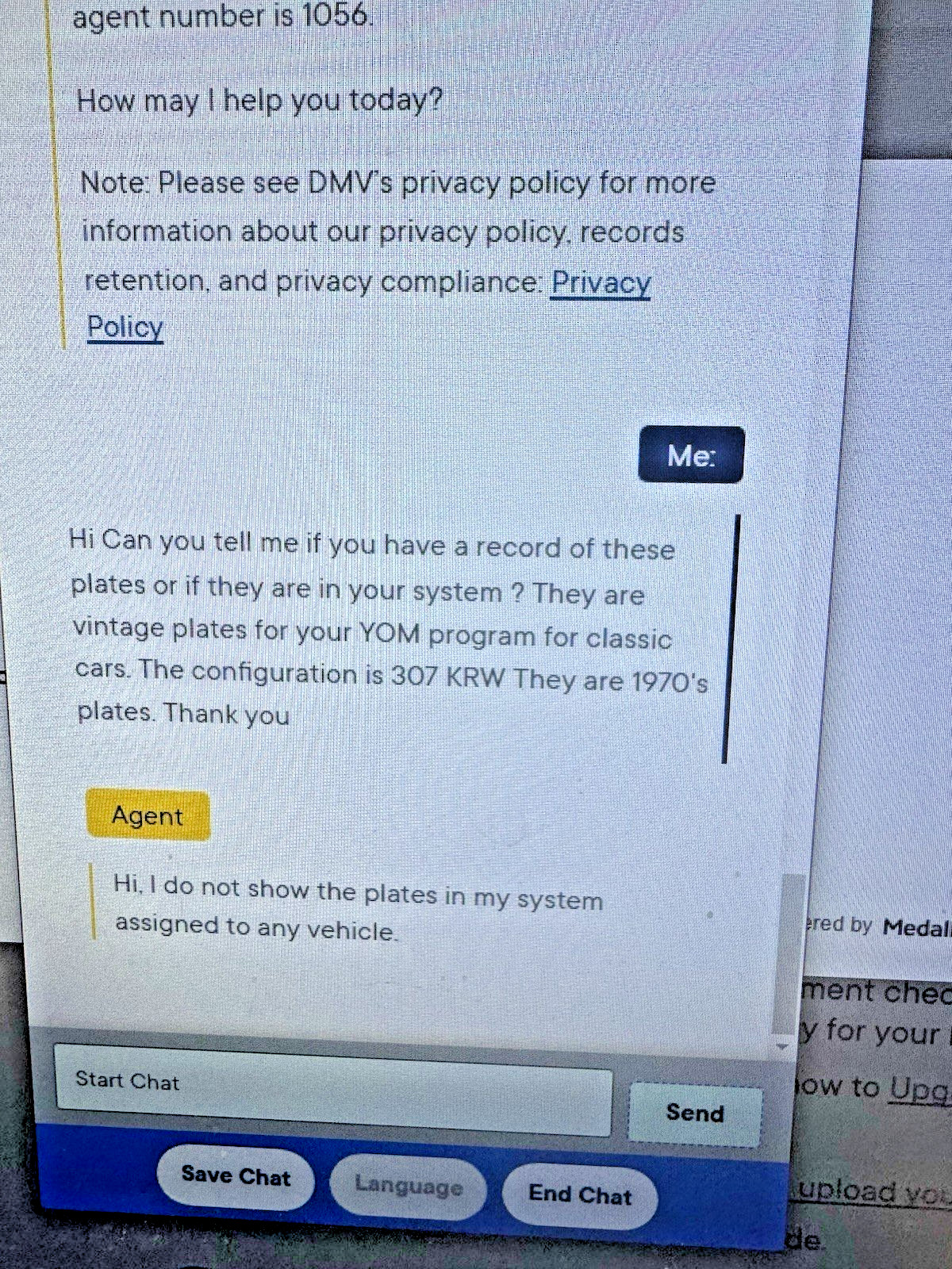 1970's California License Plates DMV Clear 1974 Chevrolet Chevelle