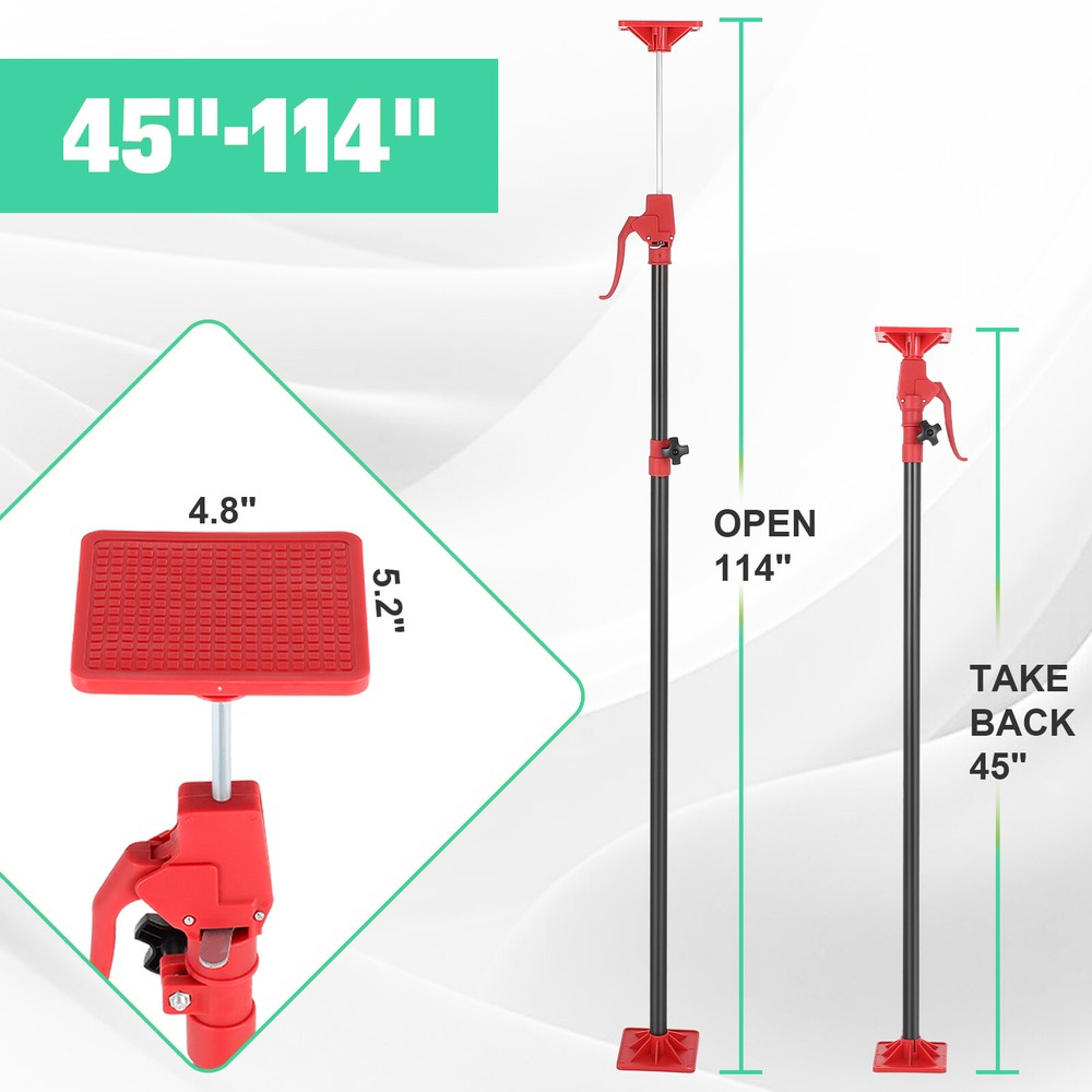 Adjustable Support Pole, 45"-114" Cabinet Jack Support Pole Third Hand Tool 2PC