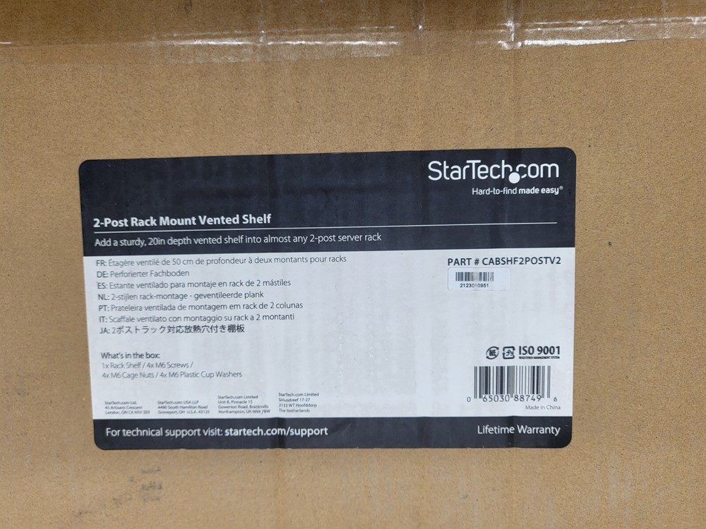 StarTech 2 Post Vented Server Rack Shelf Mount Up to 75 lb. CABSHF2POSTV2