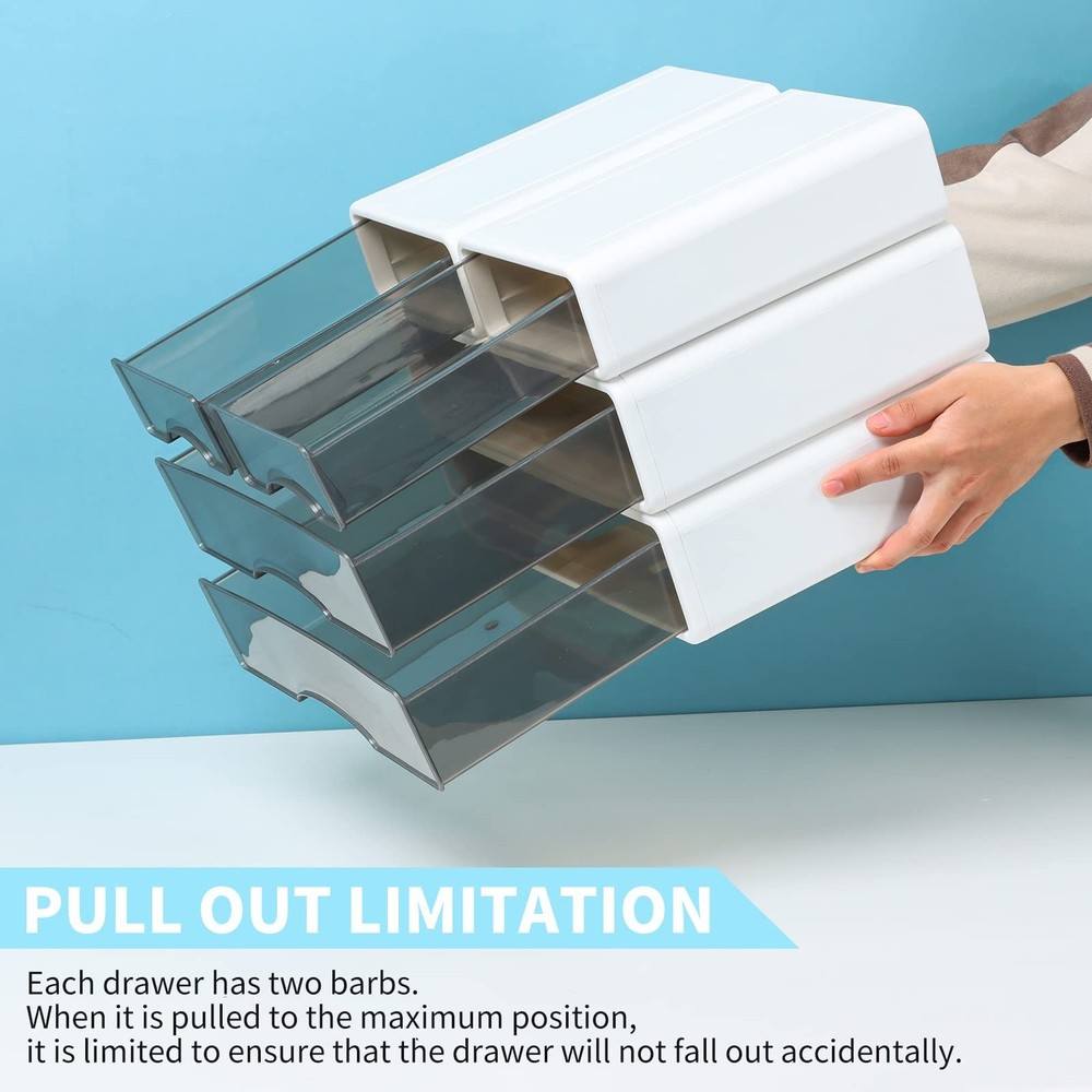 White Desktop Drawers for Paper, Stackable Office Storage Drawers for Desk, C...