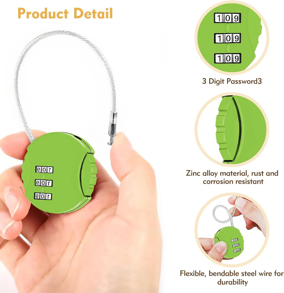 6 Pcs Combination Lock, 3 Digit Locker Lock Outdoor, Waterproof Mini Combination