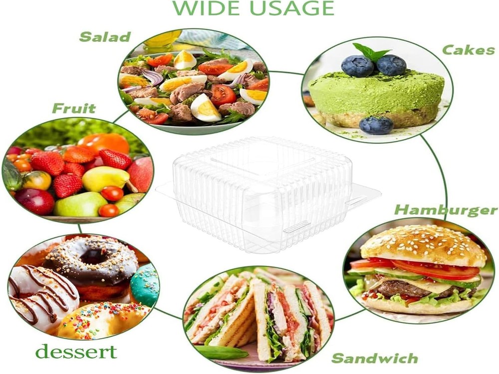 250 Count Clear Plastic Hinged Take Out Containers Clamshell Takeout Tray Foo...