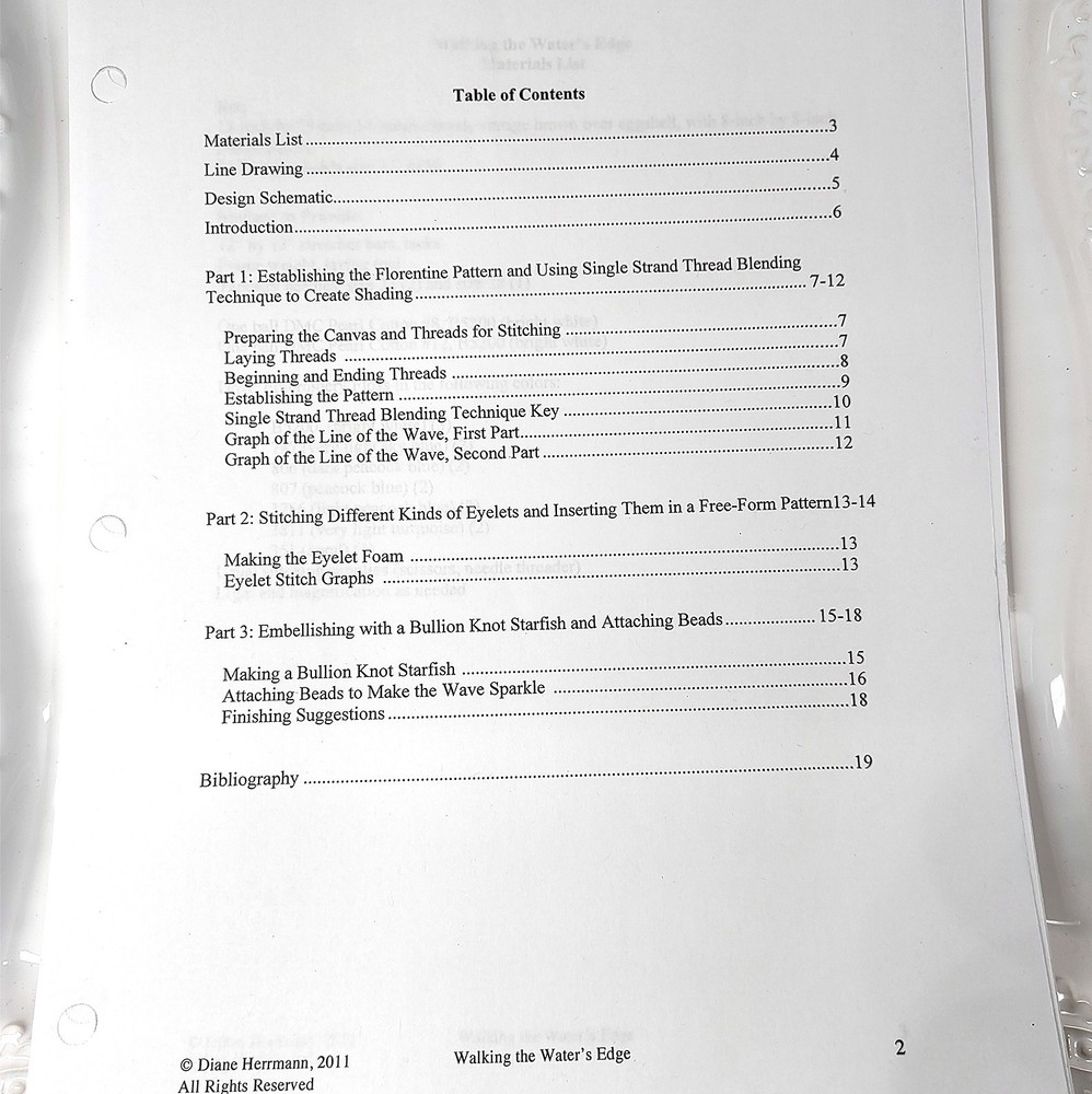 Diane Herrmann Needlepoint Pattern Walking Water’s Edge + RETIRED Class Lessons