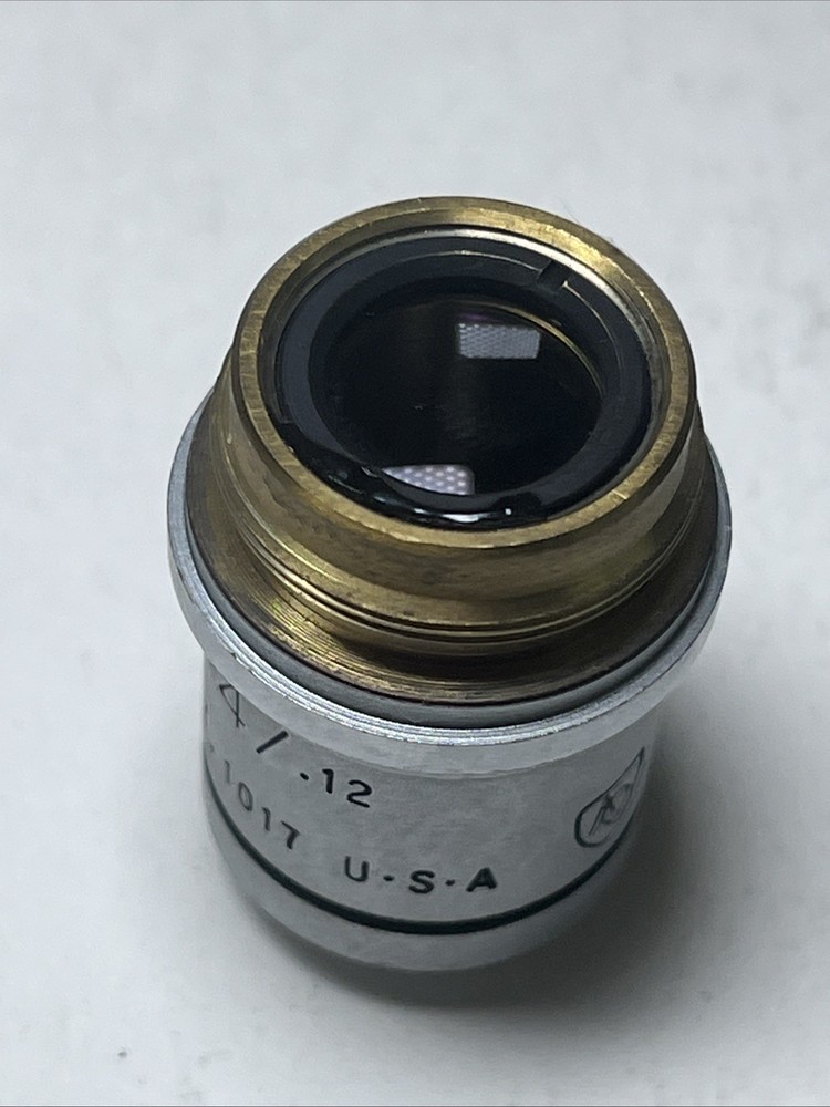 AO Spencer Microscope Objective PLAN ACHRO 4/.12 1017 Used