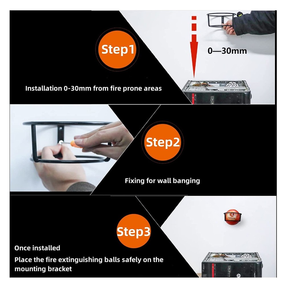 6-Pack Automatic Self-Exciting Fire Extinguisher Ball with Hook and Mount